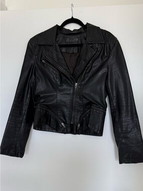 Blank NYC Black Cropped Faux Leather Moto Jacket